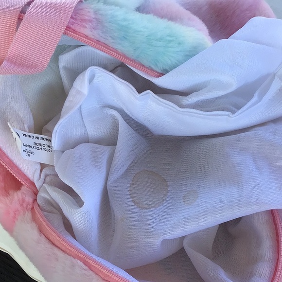 Colorful Unicorn Appliquéd Faux Fur Backpack - Picture 8 of 9